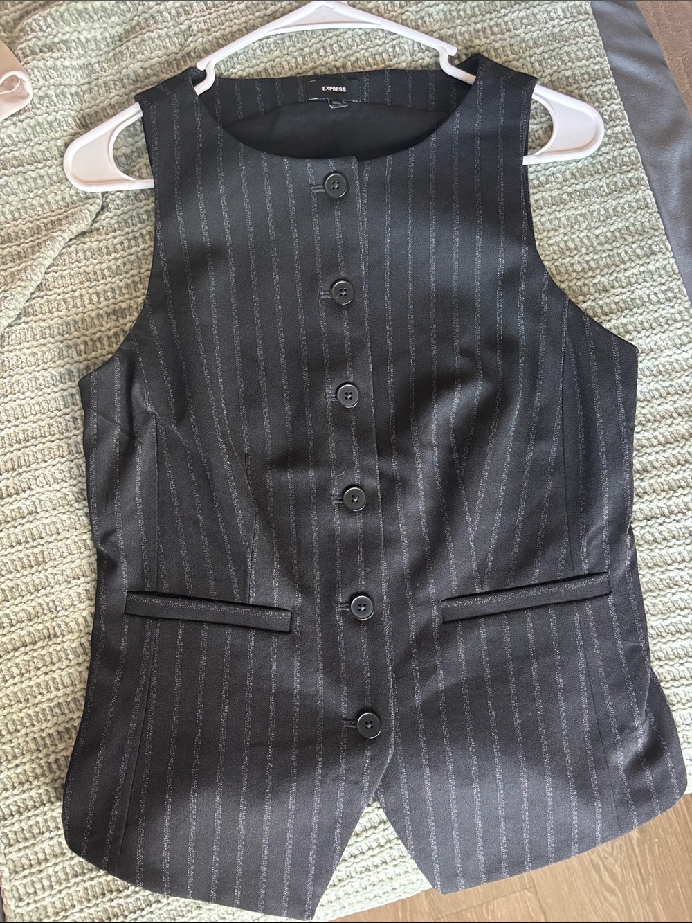 Express Black Pinstripe Sleeveless Vest